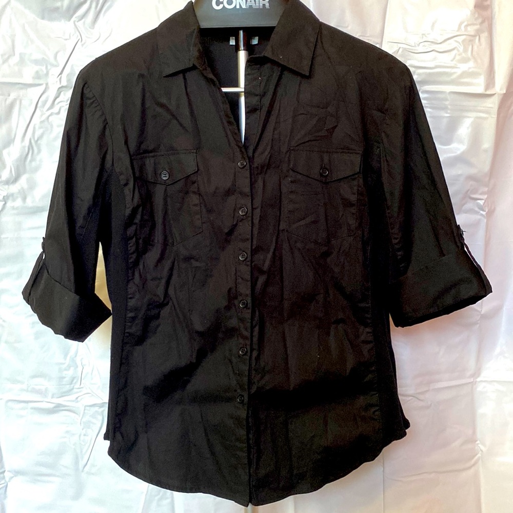 Harve Benard Juniors XL black short sleeved button up shirt